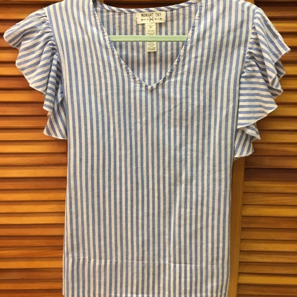 PacSun Tops - BLUE & WHITE STRIPED TIE AROUND BELT TOP BLOUSE